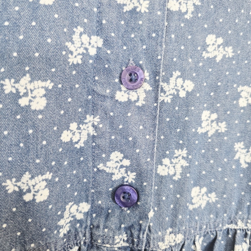 Vtg MAINSTREET BLUES Florals Denim Blue Jean Button Dress Pockets Women 16W.E39 - Picture 10 of 11